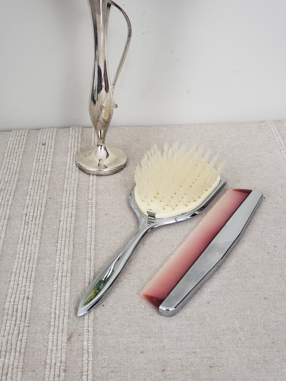 Vintage Art Deco Ausco Silver Tone Vanity Set